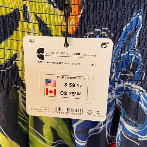 Desigual Smocked Top Floral Romper Short Jumpsuit Blue Girls Size 13-14 NWT - Picture 6 of 9